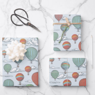 Vintager Heißluftballon hoch und weg Geschenkpapier Set