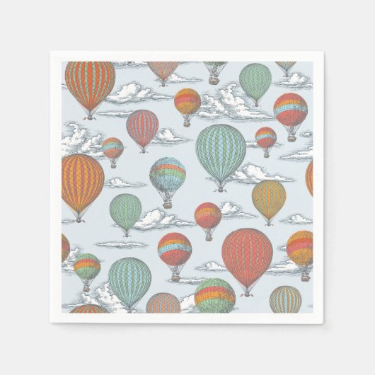Vintager Heißluftballon hoch und weg Serviette (Vorderseite)