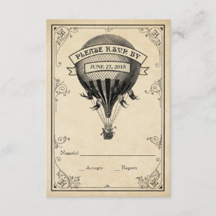 Vintager Heißluftballon Hochzeit RSVP Karte