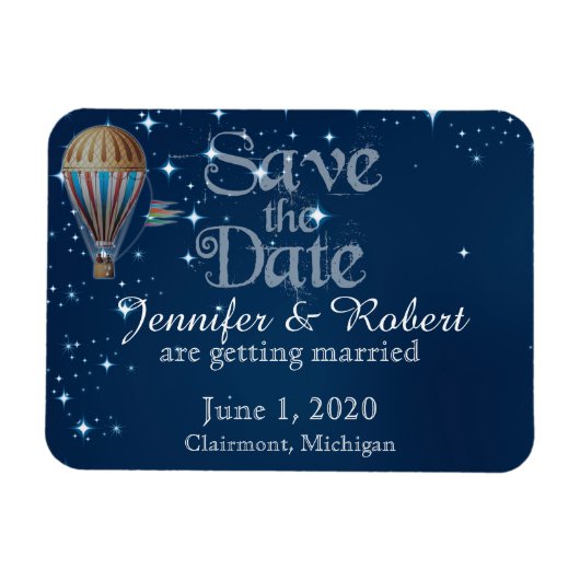Vintager Heißluftballon Hochzeit Speichern Sie das Magnet (Horizontal)