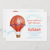 Vintager Heißluftballon Hochzeitsempfang Einladung (Vorne/Hinten)
