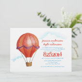 Vintager Heißluftballon Hochzeitsempfang Einladung (Stehend Vorderseite)