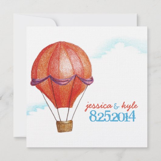 Vintager Heißluftballon Hochzeitsempfang Einladung (Rückseite)