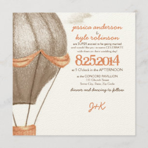 Vintager Heißluftballon Hochzeitsempfang Einladung
