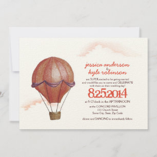 Vintager Heißluftballon Hochzeitsempfang Einladung