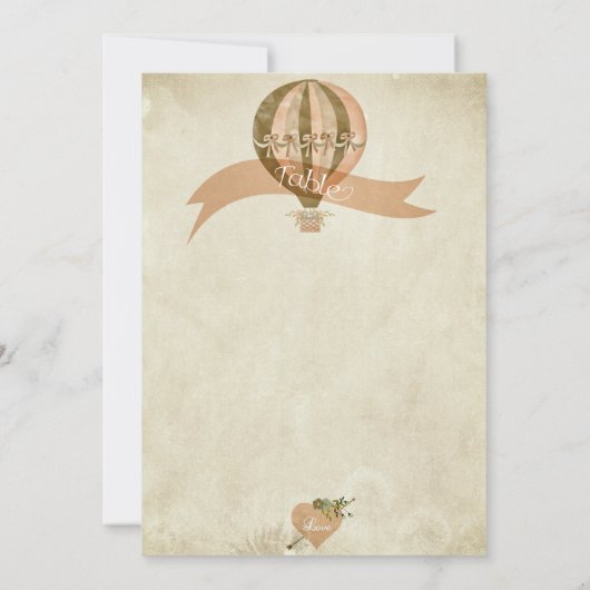 Vintager Heißluftballon Hochzeitsfeiern Tischnumme Einladung (Rückseite)