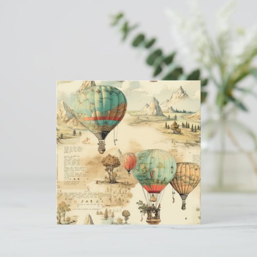 Vintager Heißluftballon in einer Serenlandschaft ( (Stehend Vorderseite)