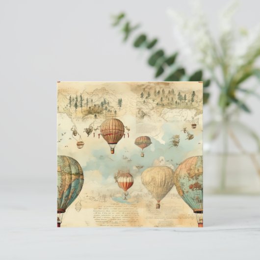 Vintager Heißluftballon in einer Serenlandschaft ( (Stehend Vorderseite)