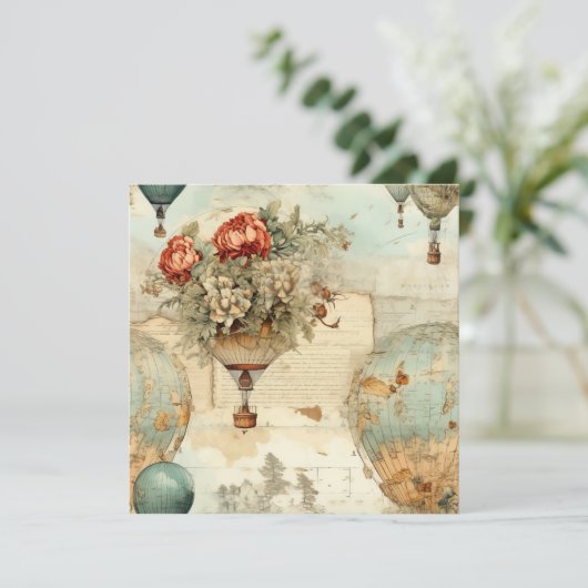 Vintager Heißluftballon in einer Serenlandschaft ( (Stehend Vorderseite)