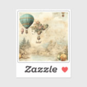 Vintager Heißluftballon in einer Serenlandschaft ( Aufkleber (Blatt)