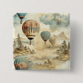 Vintager Heißluftballon in einer Serenlandschaft ( Button (Vorderseite)