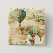 Vintager Heißluftballon in einer Serenlandschaft ( Button (Vorderseite)