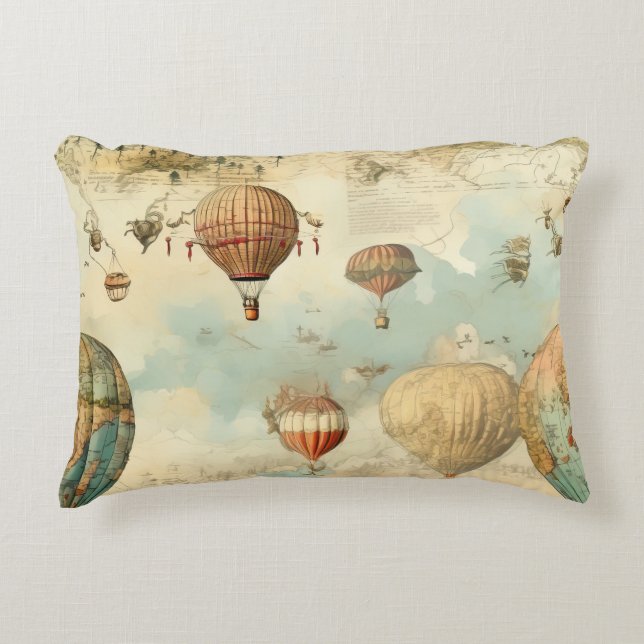 Vintager Heißluftballon in einer Serenlandschaft ( Dekokissen (Vorderseite)
