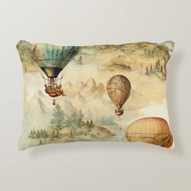 Vintager Heißluftballon in einer Serenlandschaft ( Dekokissen (Vorderseite)