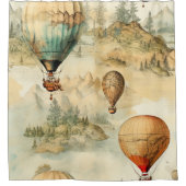 Vintager Heißluftballon in einer Serenlandschaft ( Duschvorhang (Vorderseite)