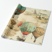 Vintager Heißluftballon in einer Serenlandschaft ( Geschenkpapier (Ungerollt)