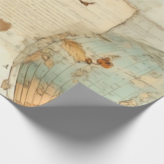 Vintager Heißluftballon in einer Serenlandschaft ( Geschenkpapier (Ecke)