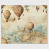 Vintager Heißluftballon in einer Serenlandschaft ( Geschenkpapier (Flach)