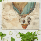 Vintager Heißluftballon in einer Serenlandschaft ( Geschirrtuch (Gefaltet)