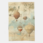 Vintager Heißluftballon in einer Serenlandschaft ( Geschirrtuch (Vertikal)