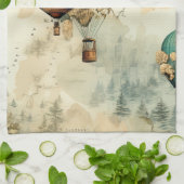 Vintager Heißluftballon in einer Serenlandschaft ( Geschirrtuch (Gefaltet)