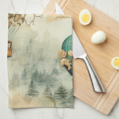 Vintager Heißluftballon in einer Serenlandschaft ( Geschirrtuch (Viertel Falte)