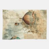 Vintager Heißluftballon in einer Serenlandschaft ( Geschirrtuch (Horizontal)
