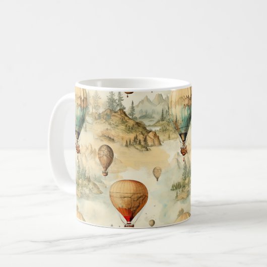 Vintager Heißluftballon in einer Serenlandschaft ( Kaffeetasse (Vorderseite Links)