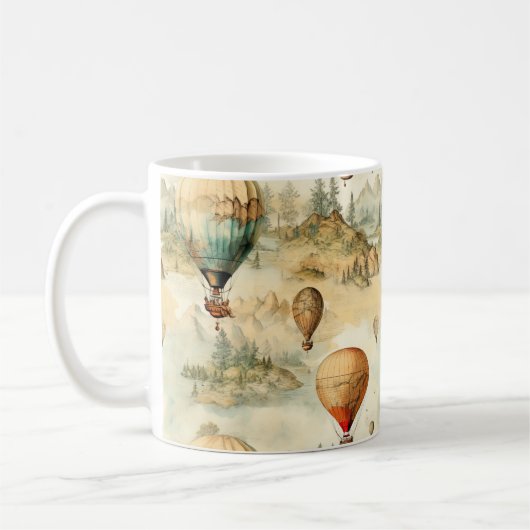 Vintager Heißluftballon in einer Serenlandschaft ( Kaffeetasse (Links)