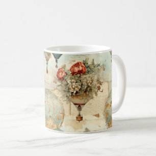 Vintager Heißluftballon in einer Serenlandschaft ( Kaffeetasse