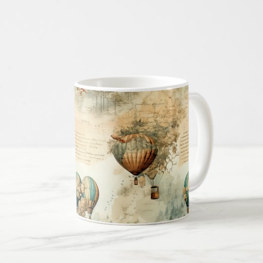 Vintager Heißluftballon in einer Serenlandschaft ( Kaffeetasse (VorderseiteRechts)