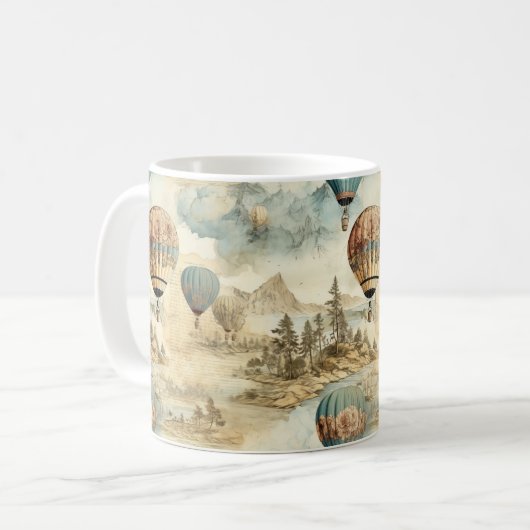Vintager Heißluftballon in einer Serenlandschaft ( Kaffeetasse (Vorderseite Links)