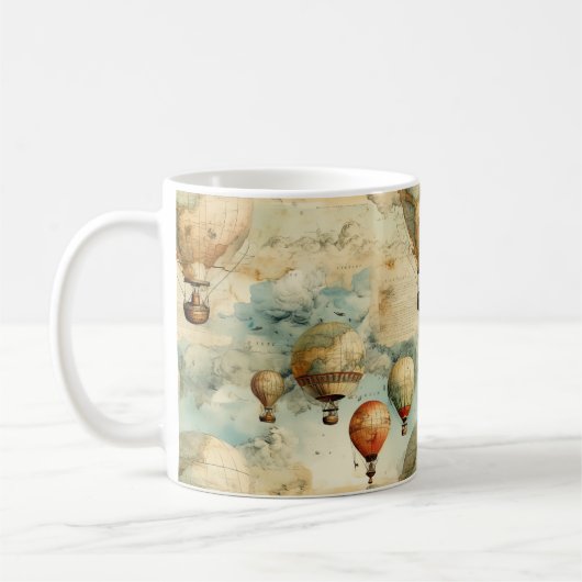 Vintager Heißluftballon in einer Serenlandschaft ( Kaffeetasse (Links)