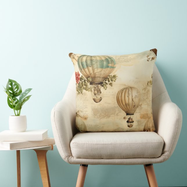 Vintager Heißluftballon in einer Serenlandschaft ( Kissen (Stuhl )