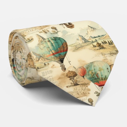 Vintager Heißluftballon in einer Serenlandschaft ( Krawatte (Gerollt)