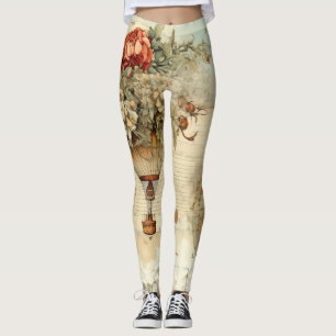 Vintager Heißluftballon in einer Serenlandschaft ( Leggings