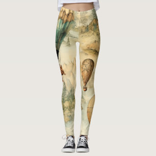 Vintager Heißluftballon in einer Serenlandschaft ( Leggings