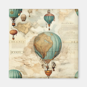 Vintager Heißluftballon in einer Serenlandschaft ( Magnet