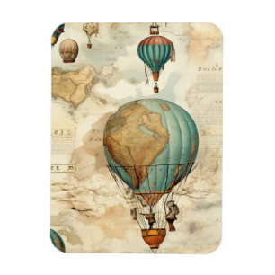 Vintager Heißluftballon in einer Serenlandschaft ( Magnet