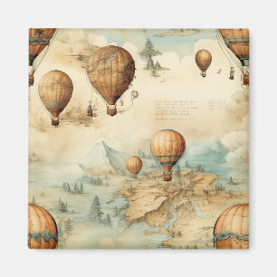 Vintager Heißluftballon in einer Serenlandschaft ( Magnet