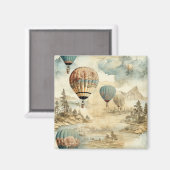 Vintager Heißluftballon in einer Serenlandschaft ( Magnet (Vorderseite/Rückseite)