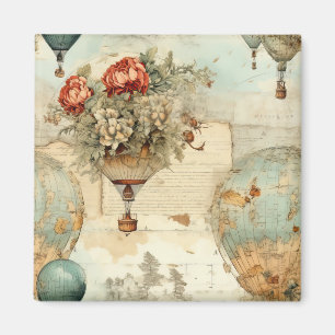 Vintager Heißluftballon in einer Serenlandschaft ( Magnet