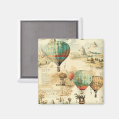 Vintager Heißluftballon in einer Serenlandschaft ( Magnet (Vorderseite/Rückseite)
