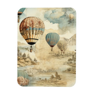 Vintager Heißluftballon in einer Serenlandschaft ( Magnet