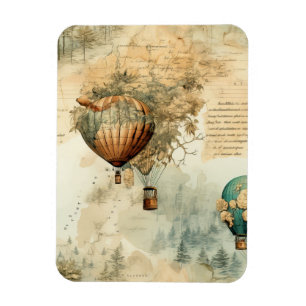 Vintager Heißluftballon in einer Serenlandschaft ( Magnet