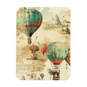 Vintager Heißluftballon in einer Serenlandschaft ( Magnet