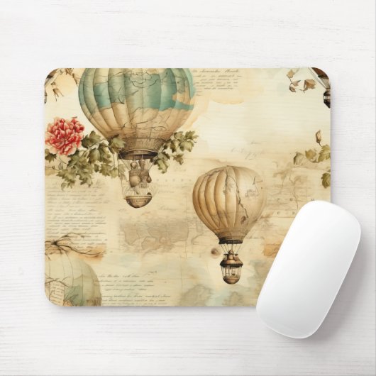 Vintager Heißluftballon in einer Serenlandschaft ( Mousepad (Mit Mouse)
