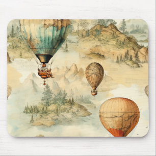 Vintager Heißluftballon in einer Serenlandschaft ( Mousepad