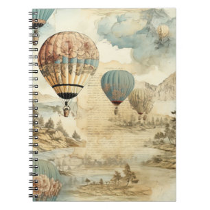 Vintager Heißluftballon in einer Serenlandschaft ( Notizblock