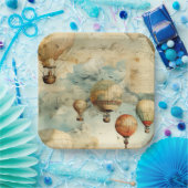 Vintager Heißluftballon in einer Serenlandschaft ( Pappteller (Party)